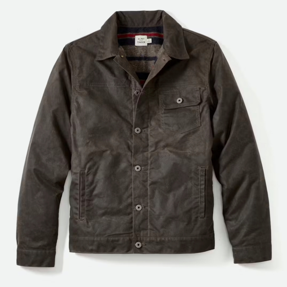 Flint and tinder wool lined wax trucker jacket New without tags